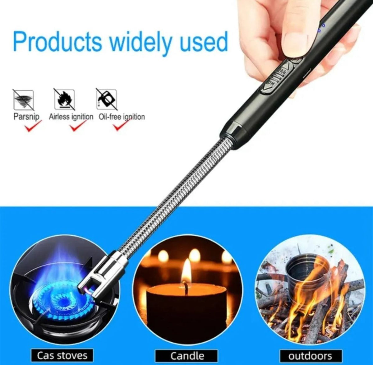 360° USB Rechargeable Arc Lighter | Flexible Neck Windproof Kitchen & Outdoor Lighter