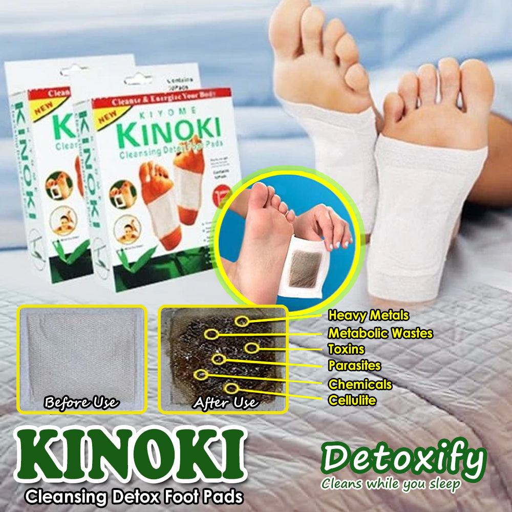 Kiyome Kinoki Detox Foot Pads | 10-Pcs Herbal Foot Care Patches for Overnight Wellness
