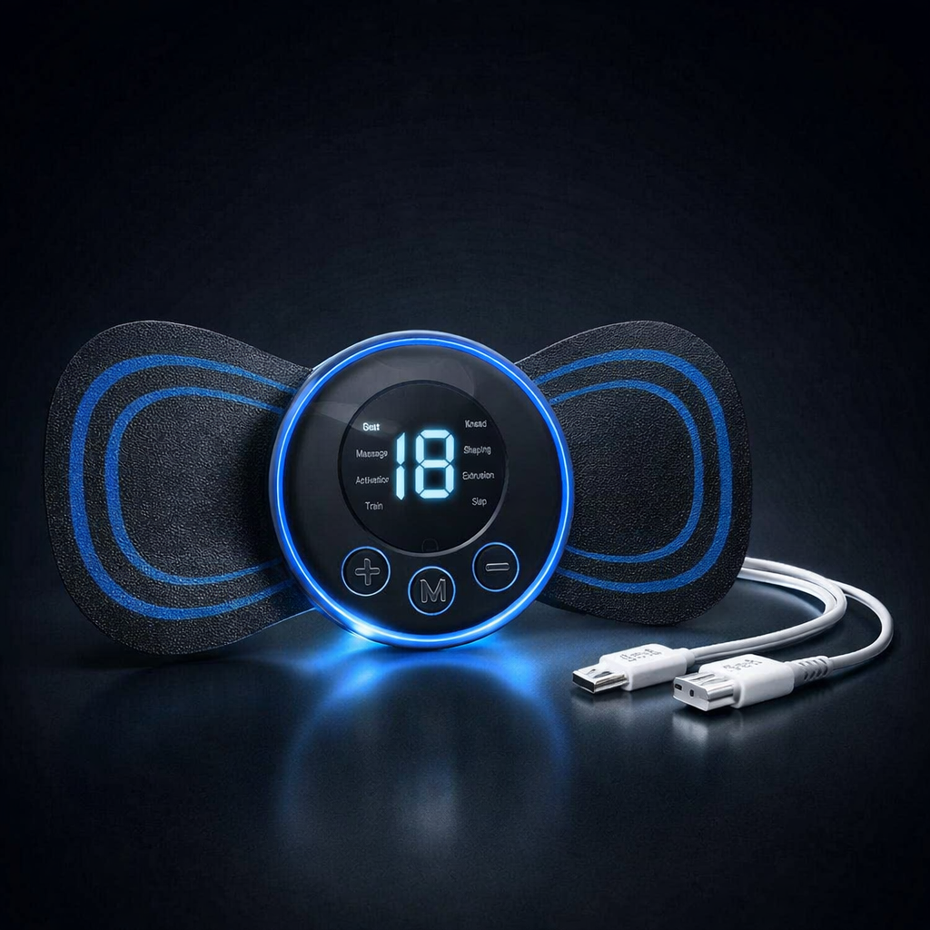Rechargeable EMS Butterfly Massager | Electronic Muscle Stimulator & Massage Pad