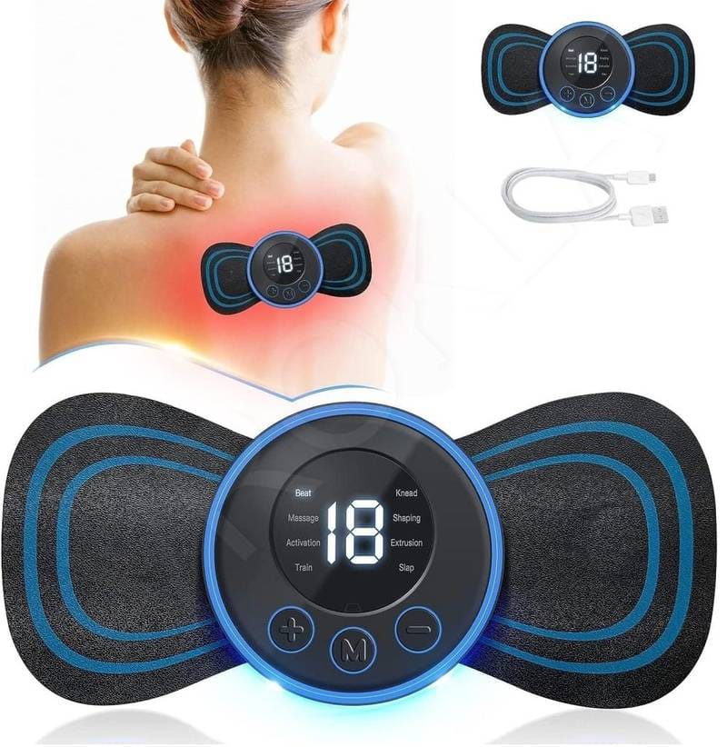 Rechargeable EMS Butterfly Massager | Electronic Muscle Stimulator & Massage Pad