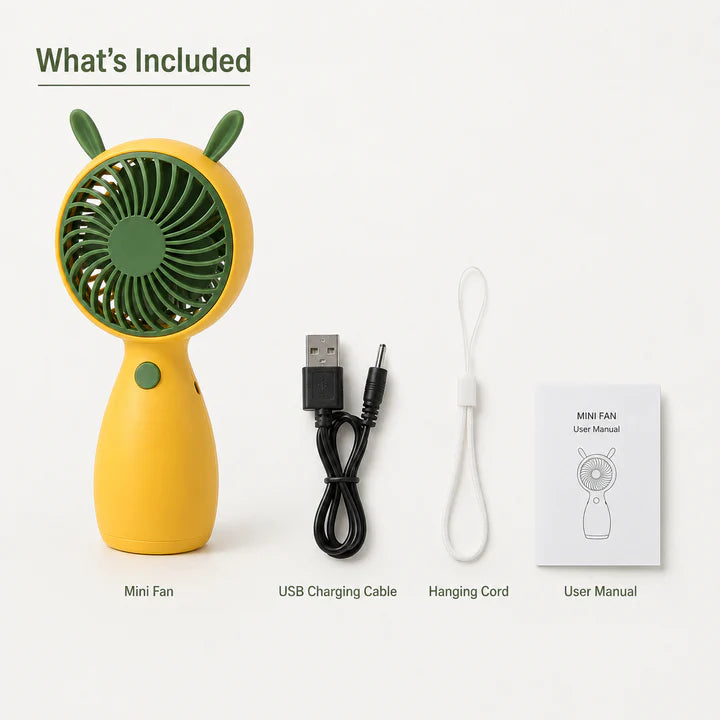 Portable USB Rechargeable Mini Handheld Fan | Strong Airflow Personal Cooling Fan