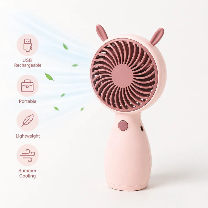 Portable USB Rechargeable Mini Handheld Fan | Strong Airflow Personal Cooling Fan