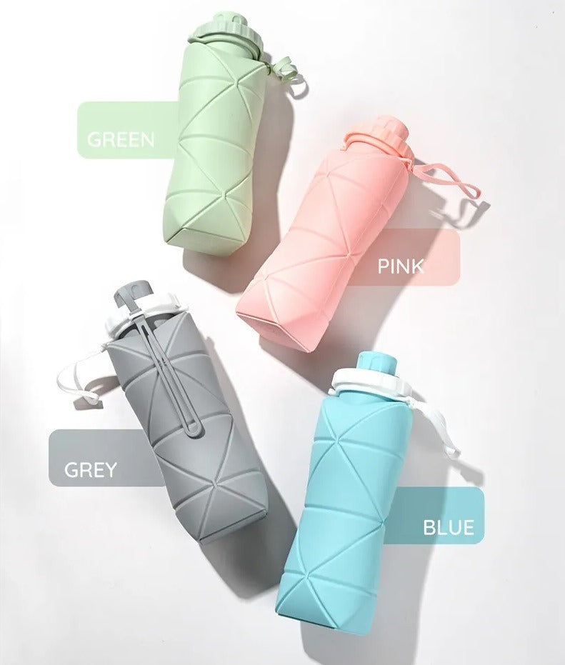 600ML Silicone Foldable Water Bottle | Collapsible Travel & Sports Bottle