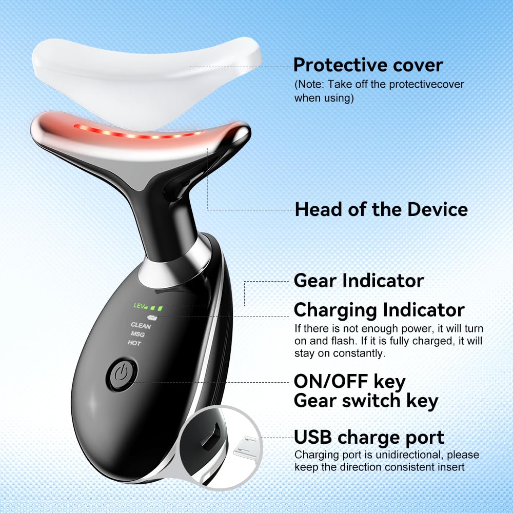 Rechargeable Face Massager | 3-Mode EMS Facial Beauty Device with 45°C Warming