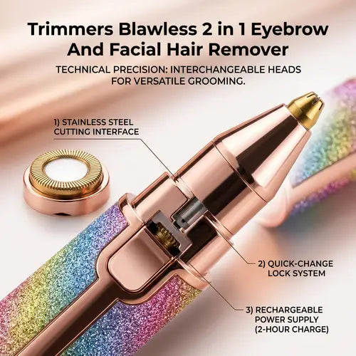 2-in-1 Eyebrow & Facial Hair Remover | Rechargeable Precision Trimmer