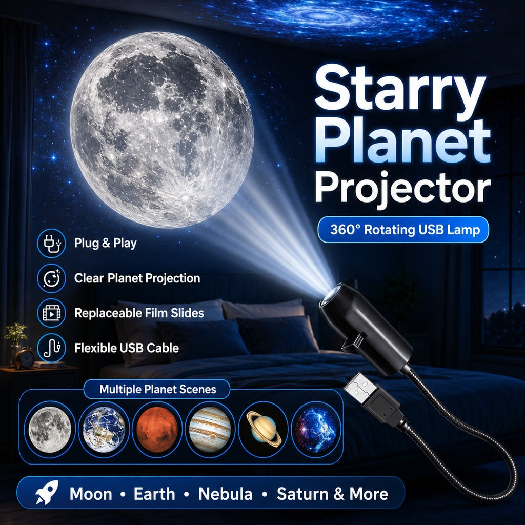 USB Moon & Earth Projection Lamp | Starry Sky Atmosphere Night Light