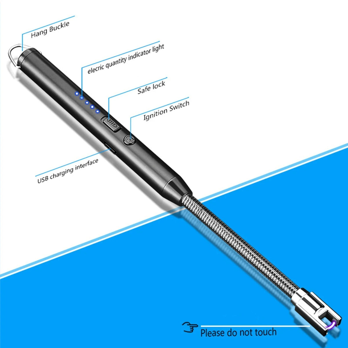 360° USB Rechargeable Arc Lighter | Flexible Neck Windproof Kitchen & Outdoor Lighter