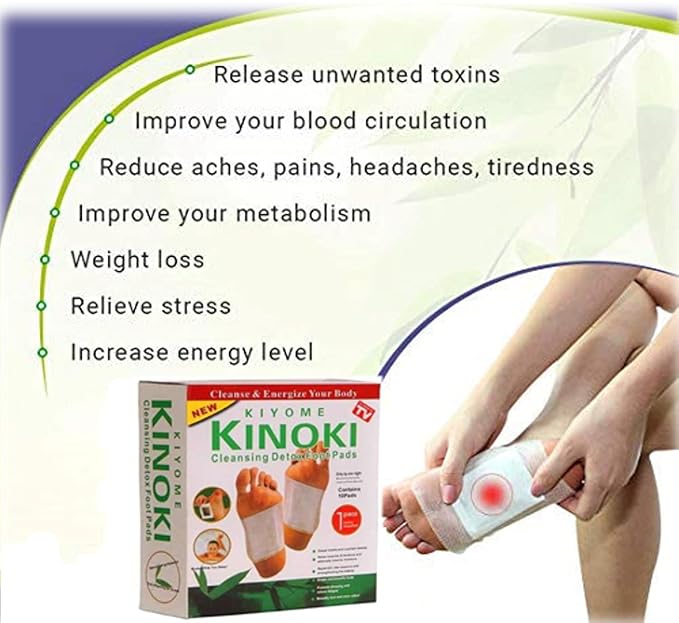 Kiyome Kinoki Detox Foot Pads | 10-Pcs Herbal Foot Care Patches for Overnight Wellness