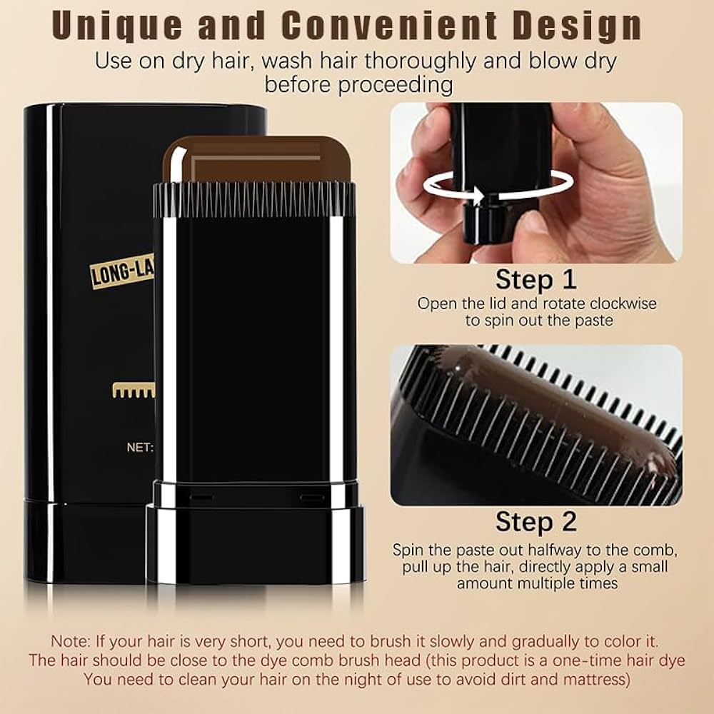 Instant Root Touch-Up Hair Color Stick | Black Hair Concealer Wand 20g
