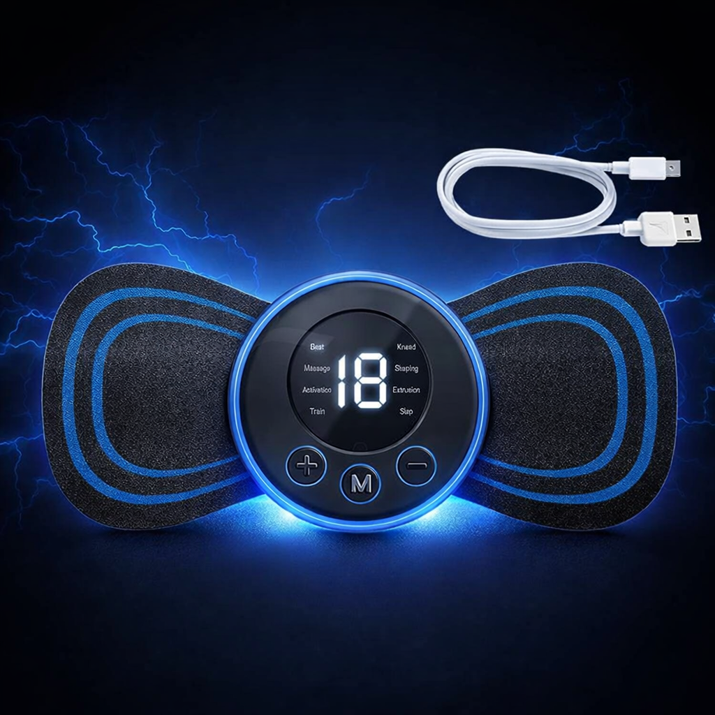 Rechargeable EMS Butterfly Massager | Electronic Muscle Stimulator & Massage Pad