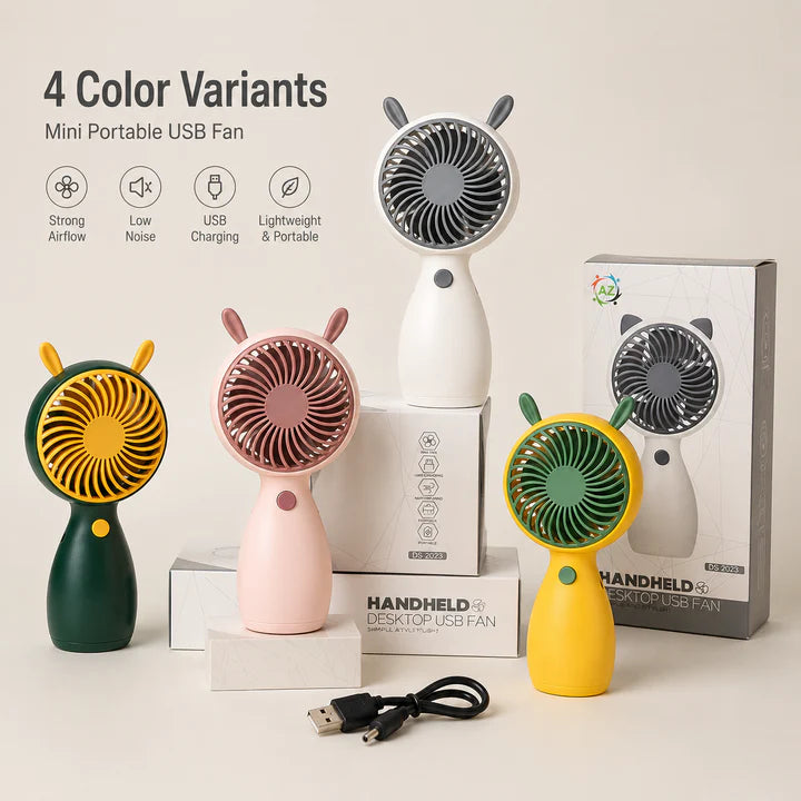 Portable USB Rechargeable Mini Handheld Fan | Strong Airflow Personal Cooling Fan