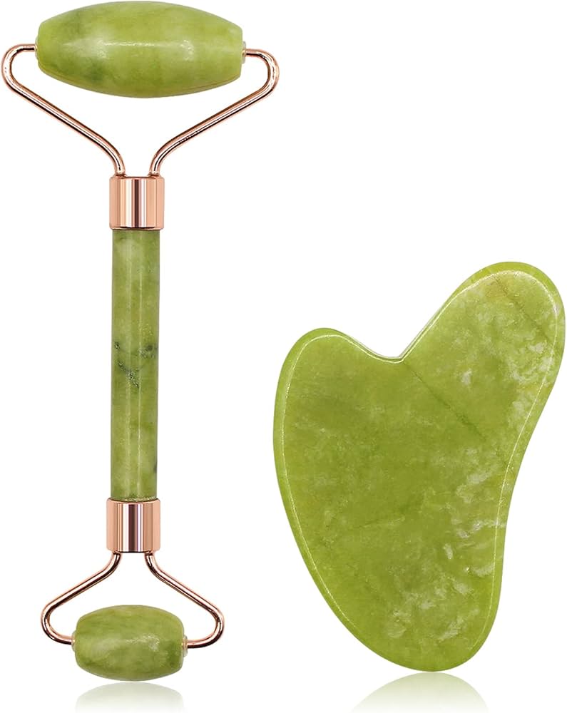 Flawless Jade Roller & Gua Sha Stone Set | Facial Massage & Skincare Tool