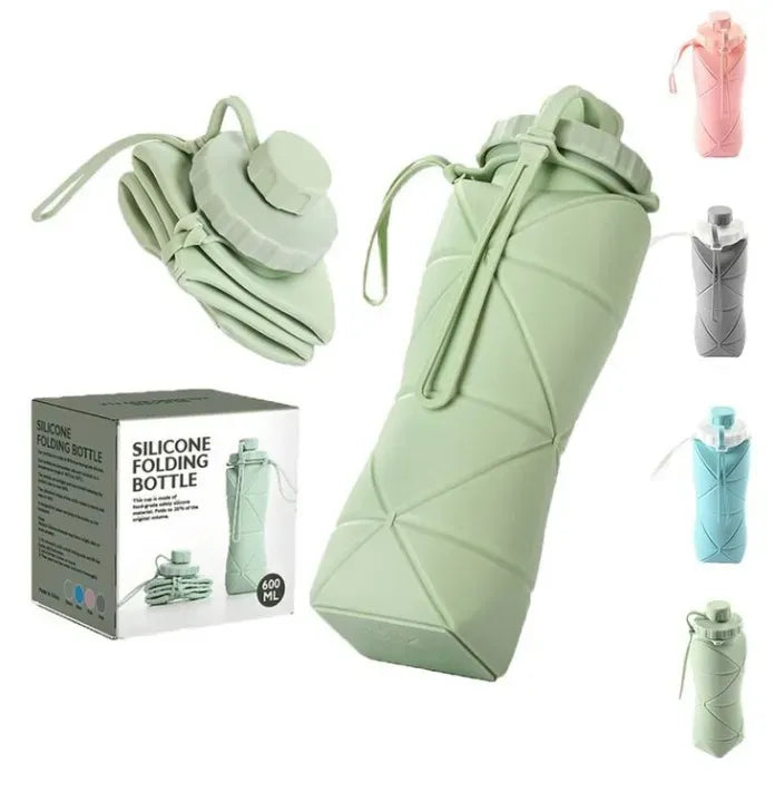 600ML Silicone Foldable Water Bottle | Collapsible Travel & Sports Bottle