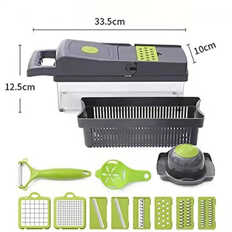 16-in-1 Vegetable Chopper | Multi-Functional Dicer, Slicer & Grater with Container