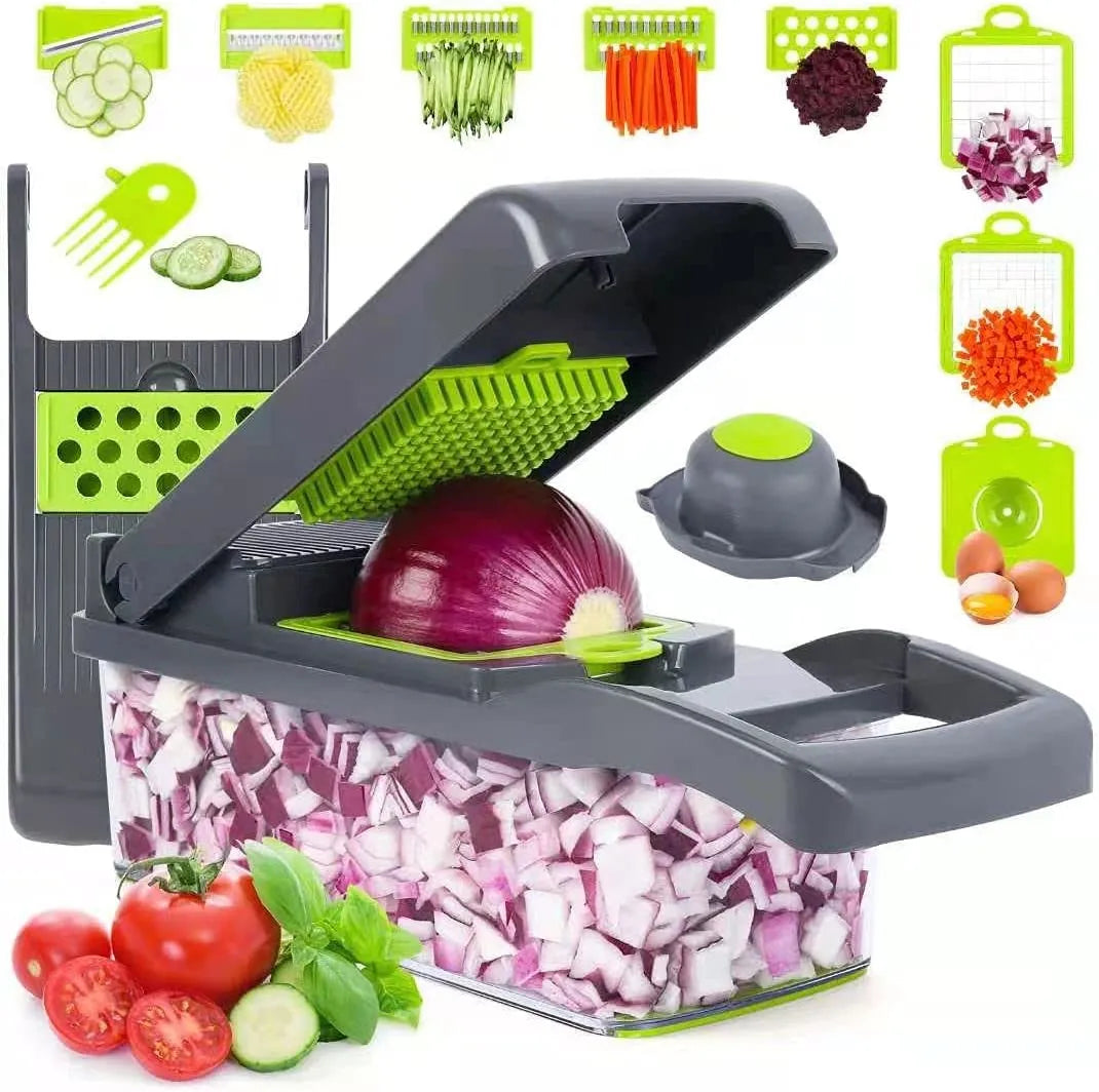 16-in-1 Vegetable Chopper | Multi-Functional Dicer, Slicer & Grater with Container