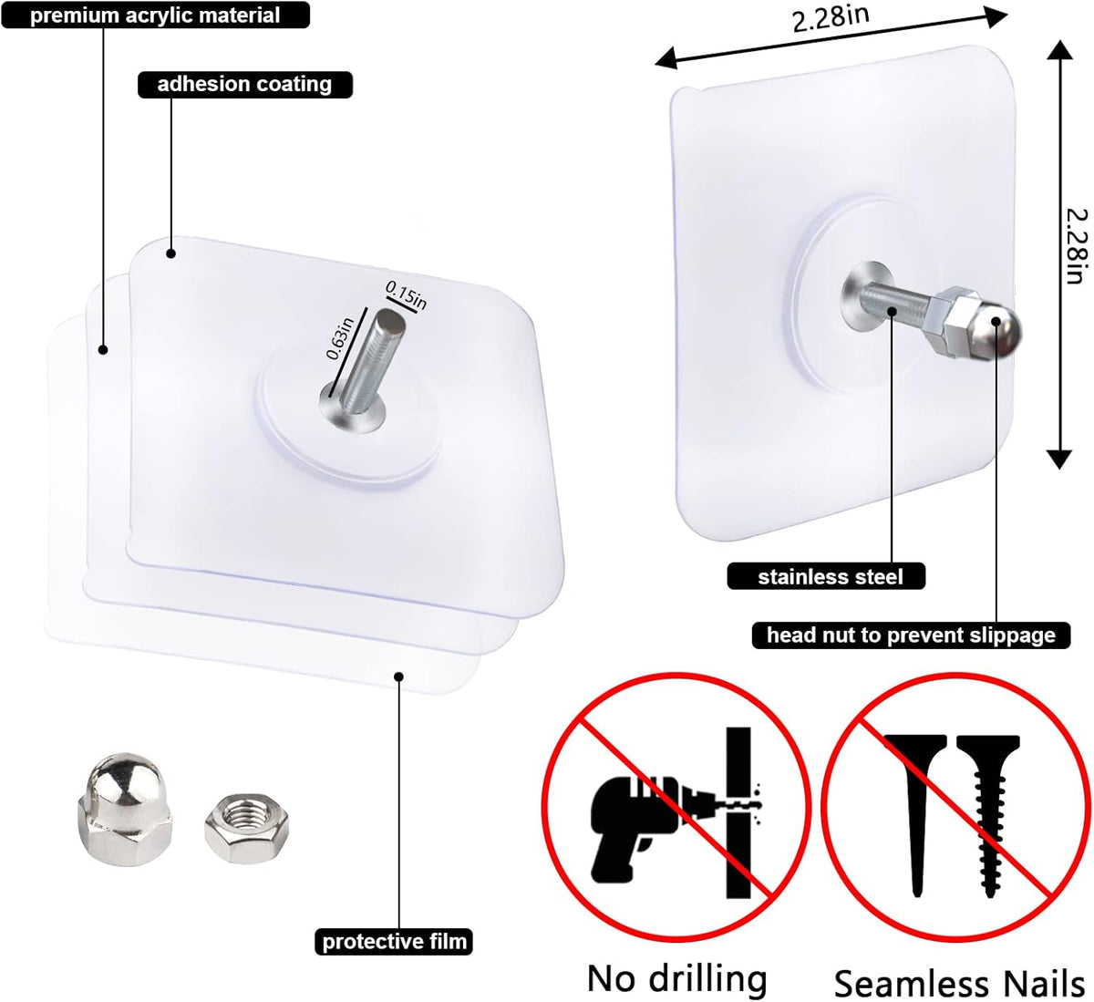 10-Pcs Self-Adhesive Wall Screws & Hanging Nails | No-Drill Wall Hooks