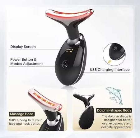 Rechargeable Face Massager | 3-Mode EMS Facial Beauty Device with 45°C Warming
