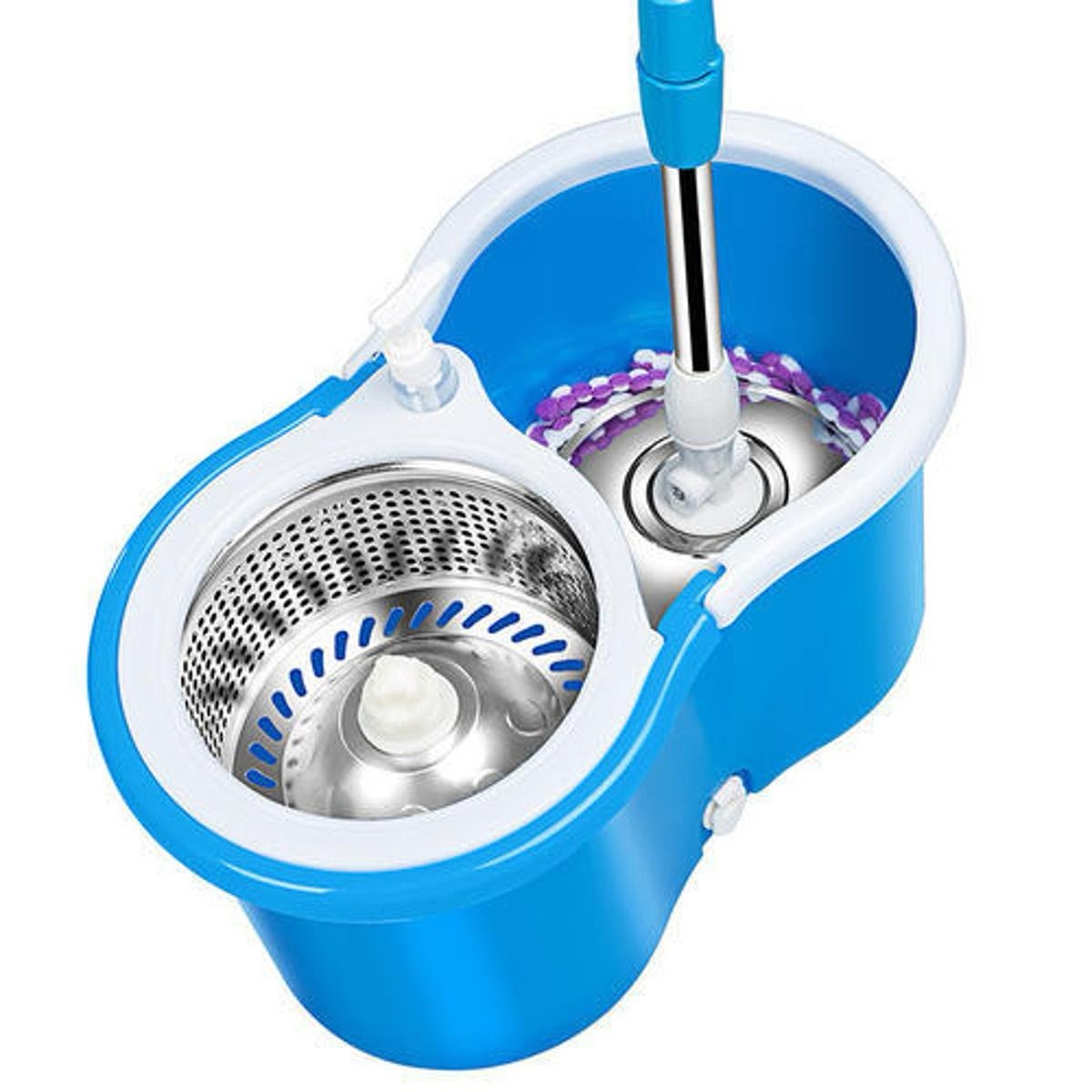 360° Rotating Spin Mop with Stainless Steel Wringer Bucket