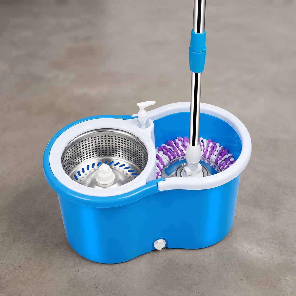 360° Rotating Spin Mop with Stainless Steel Wringer Bucket