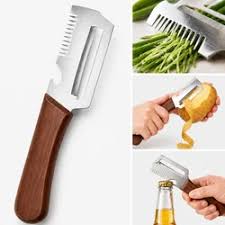 3-in-1 Multi-Functional Vegetable Peeler | Wooden Handle Kitchen Peeler & Bottle Opener